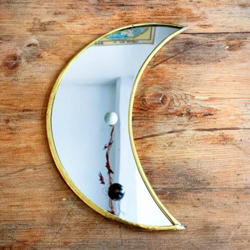 miroir mural en laiton forme lune
